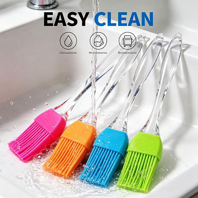 Pastry Brush,4 Packs Basting Brush for Cooking | Heat Resistant Silicone Brush for Kitchen BBQ Grill Barbecue Baking