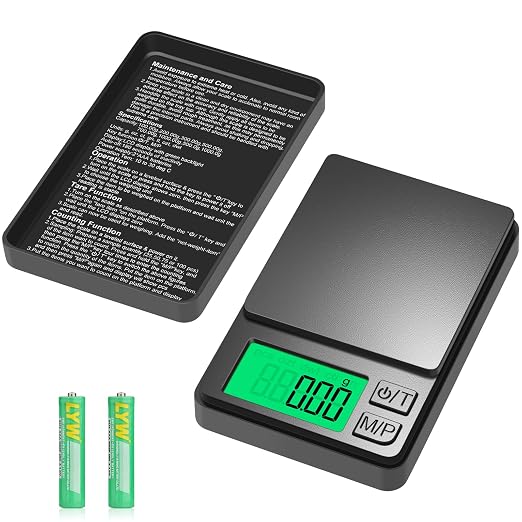 Digital Pocket Scale 1000g x 0.01g, Diyife Portable Precision Gram Scale | Jewelry Scale with Protective Cover, Auto-Off, Backlit LCD, 7 Units Tare, for Food, Kitchen, Coffee, Battery Included