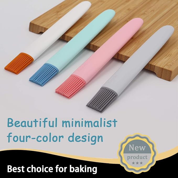 OYV Pastry Brush, Basting Brush BBQ Sauce Marinade Meat Silicone Oil Brush Heat Resistant Food Grade Cooking Brush for Baking, Cooking, Marinade, Sauce, Steaks (Gray+Pink)
