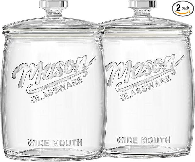 Folinstall 1 Gallon Glass Cookie Jar with Airtight Lid, 2 Pack | Silicone Seal Keeps Food Fresh, Large Capacity, Wide Mouth for Easy Access to Candy, Sourdough Starter, Dog Treat, Herb
