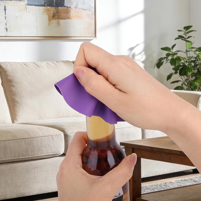 LUTER 4pcs Jar Opener Gripper Pad for Seniors with Weak Hands, Rubber | Multi-function Silicone Bottle Opener Lid Cap Rubber Gripper Pads Kitchen Coasters Gadgets, Yellow, Purple, Green, Gray
