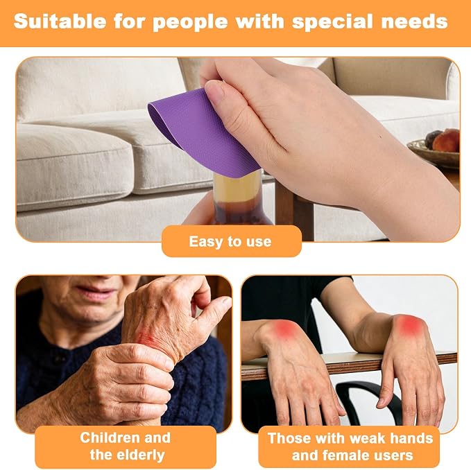 LUTER 4pcs Jar Opener Gripper Pad for Seniors with Weak Hands, Rubber | Multi-function Silicone Bottle Opener Lid Cap Rubber Gripper Pads Kitchen Coasters Gadgets, Yellow, Purple