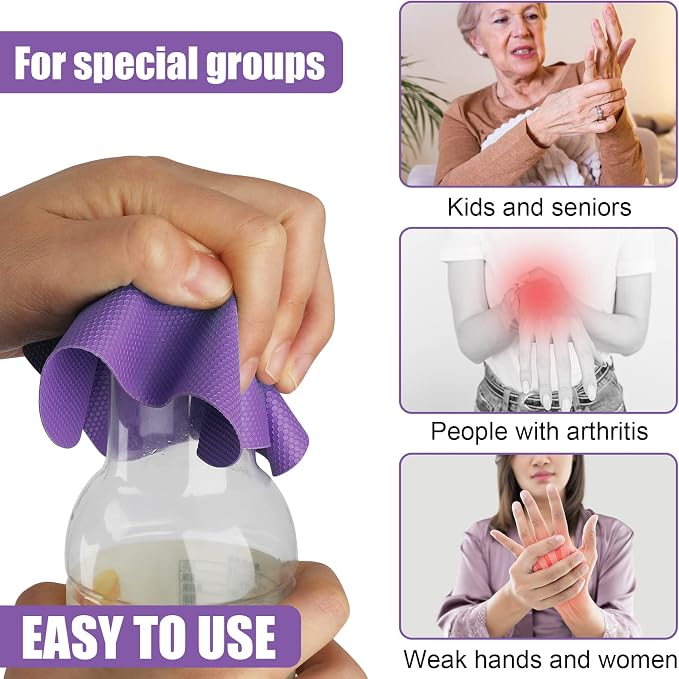 LUTER 4pcs Jar Opener Gripper Pad for Seniors with Weak Hands, Rubber | Multi-function Silicone Bottle Opener Lid Cap Rubber Gripper Pads Kitchen Coasters Gadgets, Green, Purple
