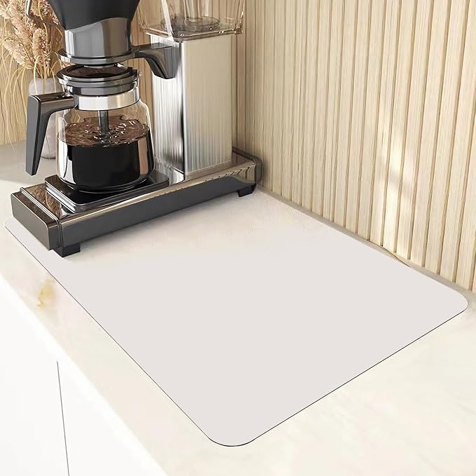 2 Pack Silicone Kitchen Counter Mats | Non-Slip, Waterproof & Heat-Resistant | Large Countertop Protector, Multipurpose for Placemat, Dining Table&Desk Saver Pad,23.6" by 15.7" (White Gray)