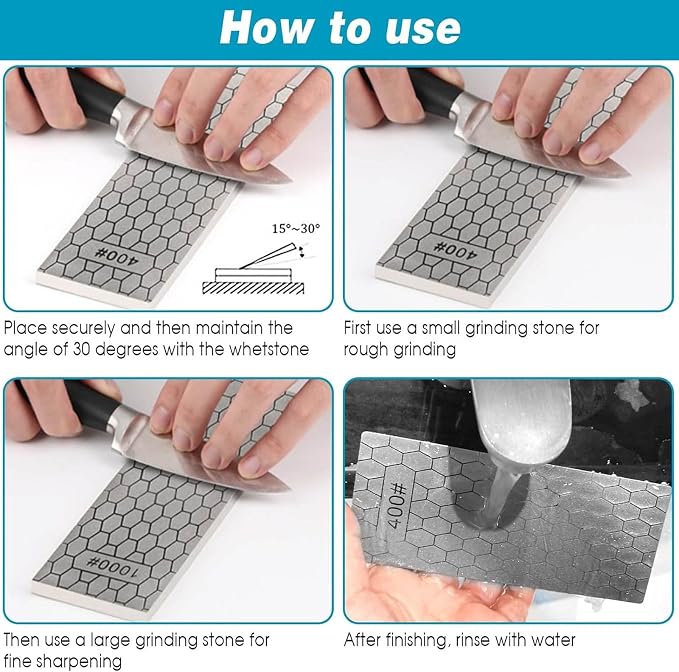 Diamond Sharpening Stone Set,10 Pcs Diamond Lapping Plate Coarse/Medium/Fine Grit Sharpener, 180/240/400/600/800/1000/1200/1500/2000+2500 Grit, Perfect Assistance Sharpener Angle Guide