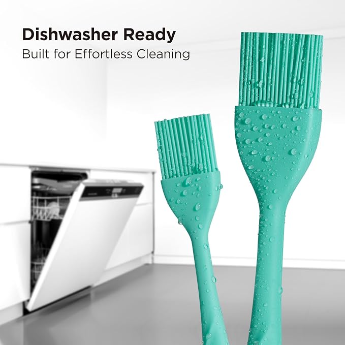 Kitchen Mama WaltzGrip Platinum Silicone Basting Pastry Brush, Teal | Heat-Resistant, For Cooking, Baking, Grilling, Spreading Oil or Butter, Dishwasher-Safe