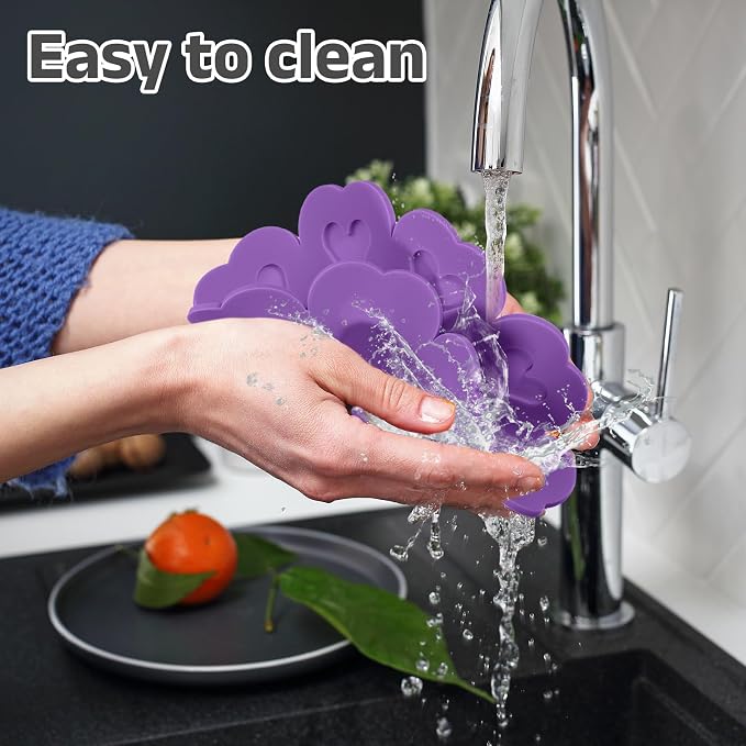 uxcell 2Pcs Silicone Trivet Mats, Flower Pattern Silicone Pad Hot Pad Pan Protectors Table Protector Heat Resistant Mat for Countertop, Hot Dishes, Hot Pots and Pans, Purple