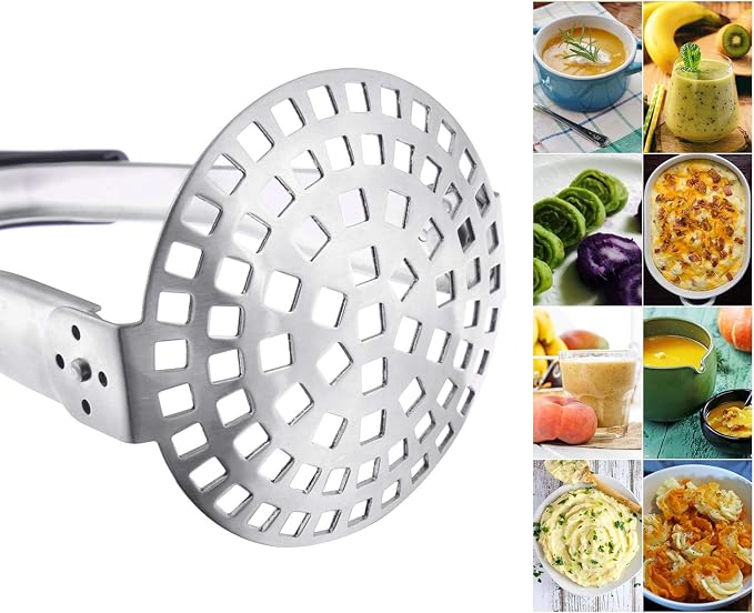Dodolly Stainless Steel Potato Masher Heavy Duty, Hand Smasher Kitchen Tools for Beans, Vegetables, Avocado, Food and Friut