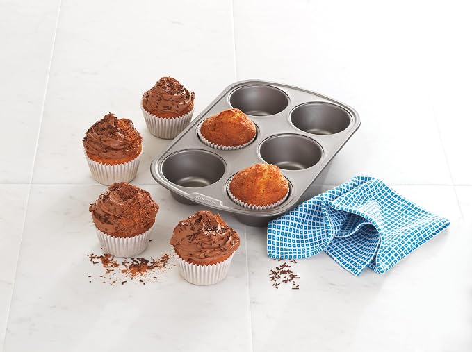 GoodCook Everyday Nonstick Steel Jumbo Texas Muffin Pan,6-cup,Gray,(Pack of 12)