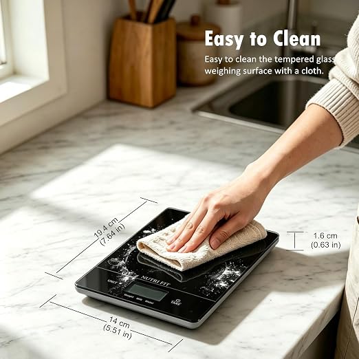 Digital Food Scale Kitchen Scales Grams and Ounces for Weight Loss Baking Cooking of NUTRI FIT, Max 11lb 1g Increment, Ultra-Thin Size and Hang to Wall
