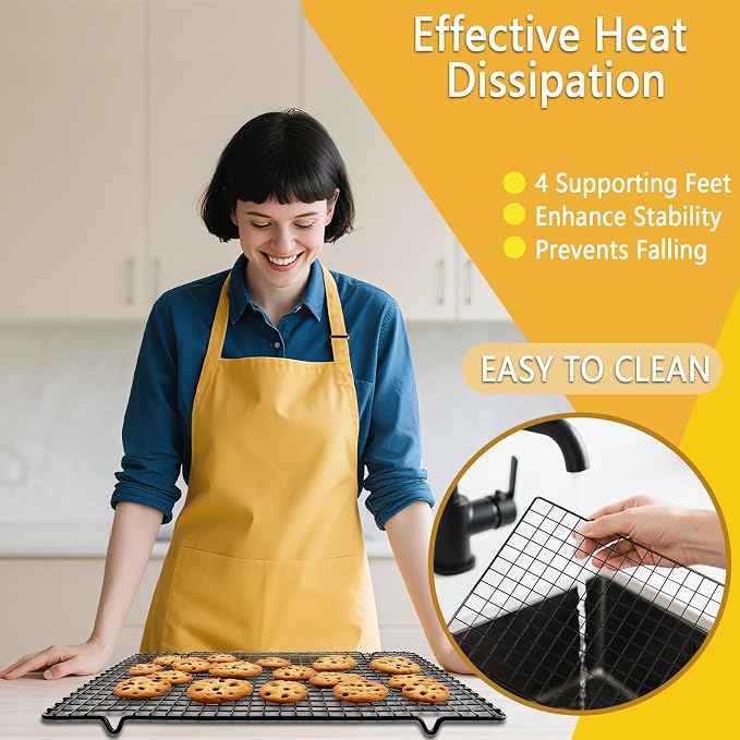 2 Pack Cooling Rack for Baking Cooking, 11" x 10" Squares Wire Racks | Small, Squares Grids, Oven Safe Cookie Cooling Rack, Roasting, Grilling, Drying