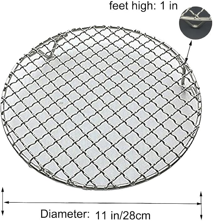 Round Cooling Rack Stainless Steel Cross Wire Barbecue Grill Net Racks with 3 Legs for Cooking Baking Steaming (11 inches)