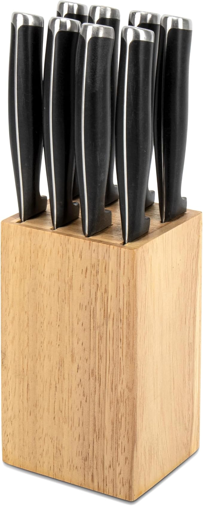 8 Slots Steak Knife Block Holder, 5.5" Wooden Small Knife Block without Knives,Compact and Space Saving Storage Knife Holder for Counter Top (Natural-1)
