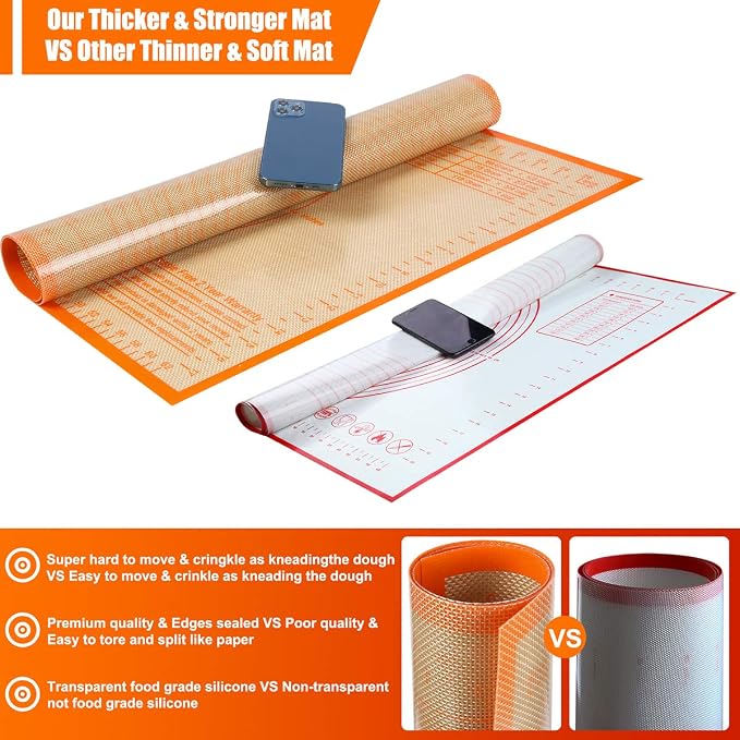 Silicone Pastry Mat 28X20 inch Baking mat Perfect for Dough, Pastry, Pie Crust, Fondant, Cookies, Bread, Pasta/Pizza,Pastry Board, Kitchen Counter Mat