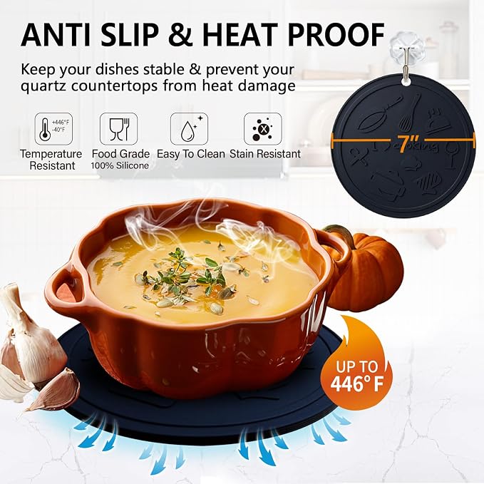 Silicone Trivet Mats - 3 Heat Resistant Pot Holders, Non-Slip Hot Pads for Kitchen, Food Grade Silicone, BPA Free, Easy to Wash (Black and Grey 6-Piece Set)