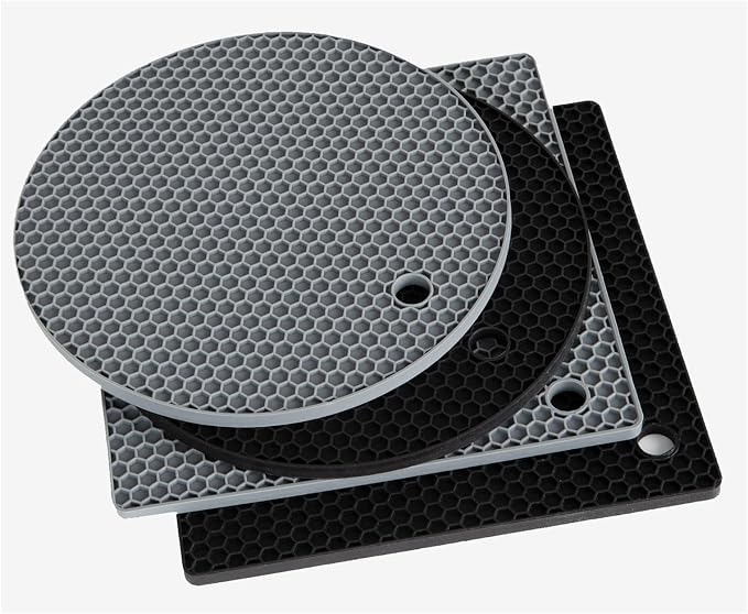 Trivets for Hot Dishes - Hot Pads for Kitchen, Silicone Pot Holders for Hot Pots and Pans, Silicone Mats for Kitchen Countertops, Table, Flexible Easy to Wash and Dry