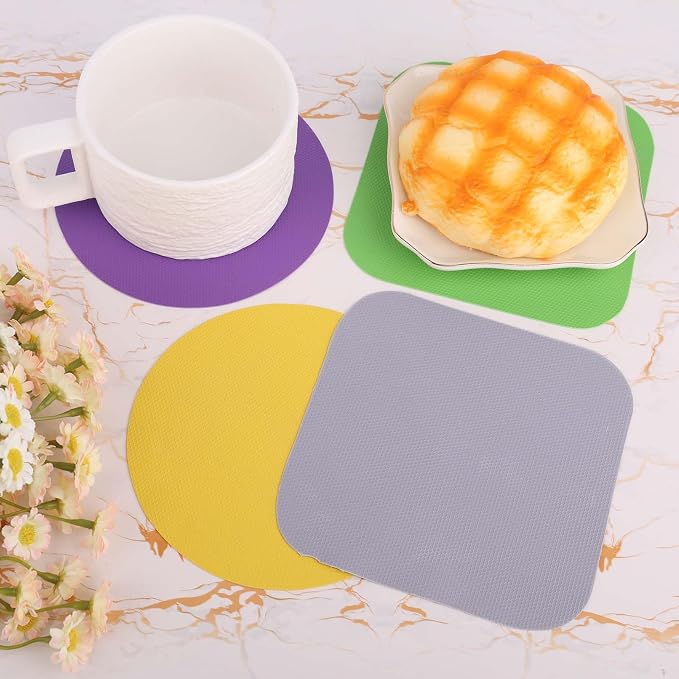 LUTER 4pcs Jar Opener Gripper Pad for Seniors with Weak Hands, Rubber | Multi-function Silicone Bottle Opener Lid Cap Rubber Gripper Pads Kitchen Coasters Gadgets, Yellow, Purple, Green, Gray