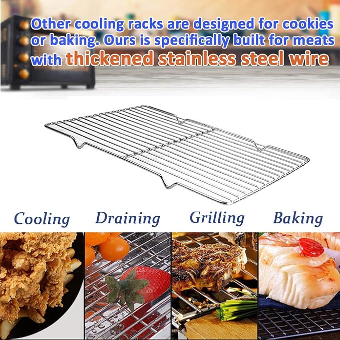 Heavy Duty Baking Rack 6.3"X10.1" Stainless Steel Cooling Rack Oven Safe Fits Air Fryer/Stockpot/Instant Pot/Pressure Cooker, Rust Free Rectangle Canning Rack (6.3"X10.1",25.7X16cm)