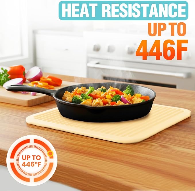 Silicone Trivets for Hot Pots and Pans - 4 Heat Resistant Pot Holders Silicone Trivet Mat Multipurpose Counter Pads (Ivory)
