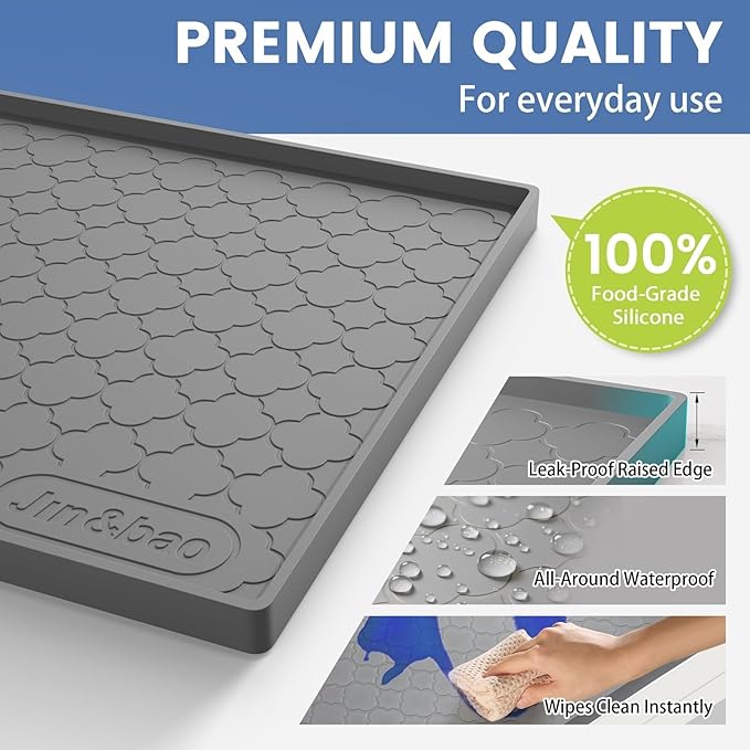 Jin&Bao Under Sink Mat 28" x 19" Waterproof Silicone Cabinet Kitchen Liner | Silicone kitchen cabinet protector, bathroom shelf liner, raised edge traps leaks, anti-slip, easy to clean & dishwasher safe