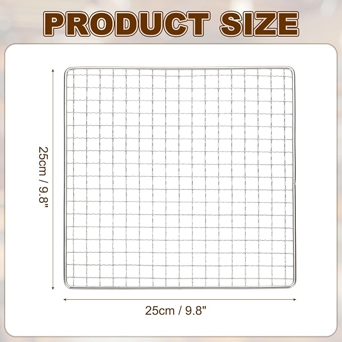 uxcell Cooling Racks, 9.8" x 9.8" Stainless Steel Barbecue BBQ Grill Net Mesh Rack Grate for Cooking, Roasting, Grilling, Oven & Dishwasher Safe, Silver