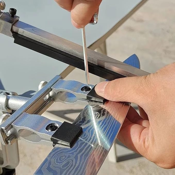 Professional Knife Sharpener with 11 Whetstones, Knife Sharpener Professional Stainless Steel Kitchen Chef Knife Sharpener Home Knife Sharpening Kit Abrasive Holding System Tools, Silver