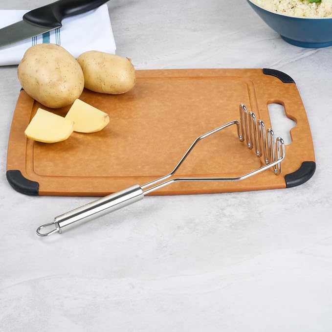Restaurantware Stainless Steel Potato Masher - German Standard Heavy Duty Vegetable Masher, Ergonomic Handle, Dishwasher Safe - Avocado Guacamole Masher for Potatoes, Beans