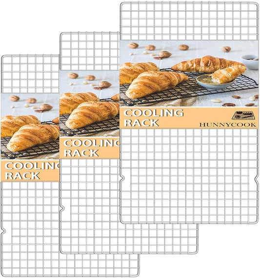 Hunnycook 15.8”×9.8” Cooling Rack - 3P Stainless Steel Baking Rack, Oven Safe Cooling Racks for Cooking and Baking, Silver Roasting Rack & Wire Rack & Cookie Cooling Rack for Roasting, Grilling