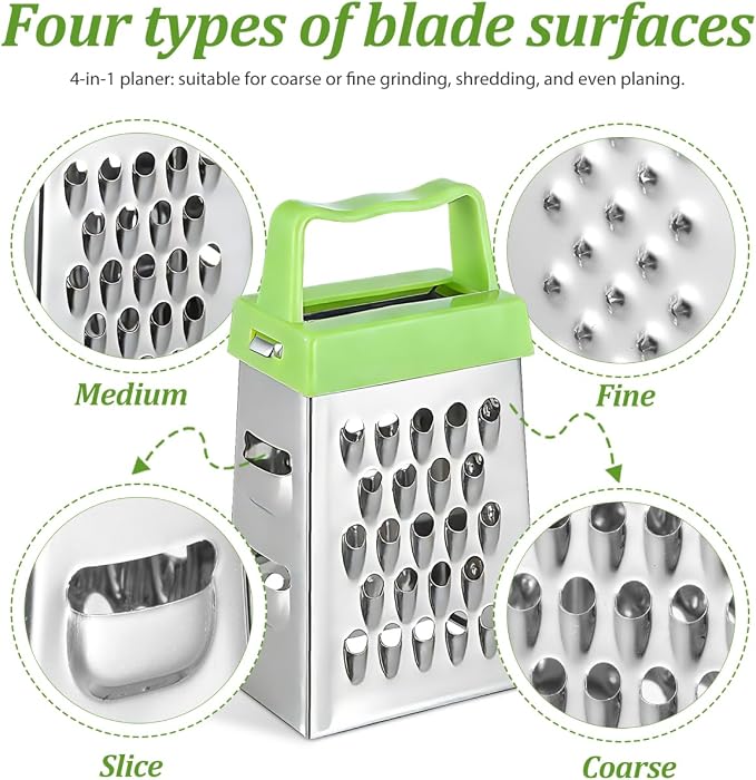 Kichvoe 6-Pack Mini Cheese Grater Set Stainless Steel Box Graters with Non-Slip Handle for Garlic Ginger Vegetable Shredding Slicing Compact Kitchen Tool 2.63X1.45X1.06In