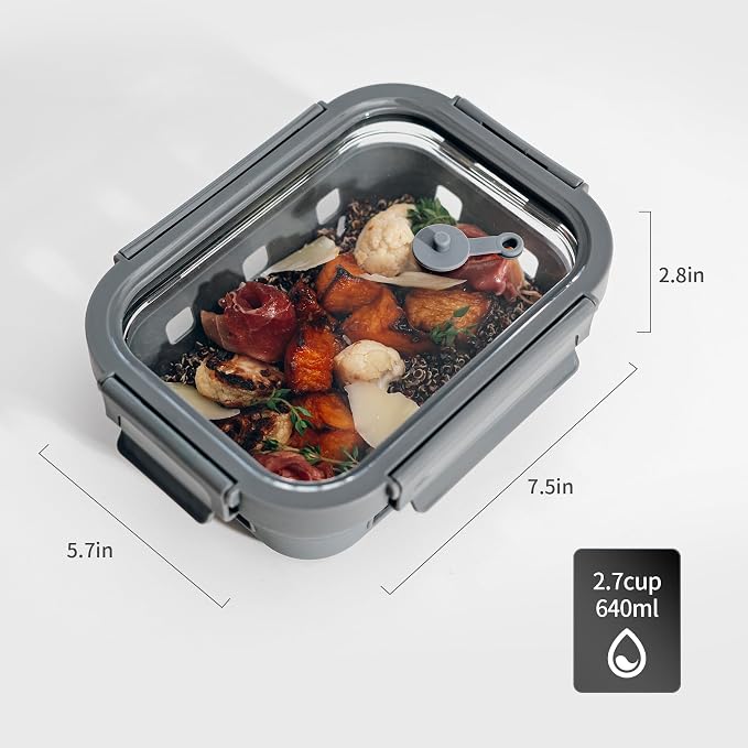 5 Pc Glass Meal Prep Containers with Glass Lids | 22 oz Airtight leakproof Food Storage Containers with Silicone Sleeves, BPA-Free, microwave, freezer & dishwasher safe