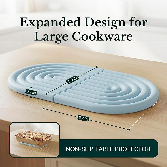 Silicone Trivets for Hot Dishes, Heat-Resistant, Non-Slip Pot Holders for Kitchen & Coasters Durable Hot Pads for Pots, Pans, Baking Dishes & Kitchen Appliances Set of 2 Sky Blue