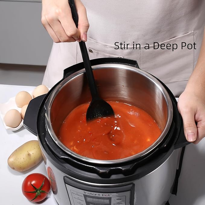 Silicone Cooking Spoon Set, High Heat Resistant Stiff Mixing Spoon, Extra Long Large Kitchen Utensil for Stirring, Mixing and Serving, 13.6 Inches