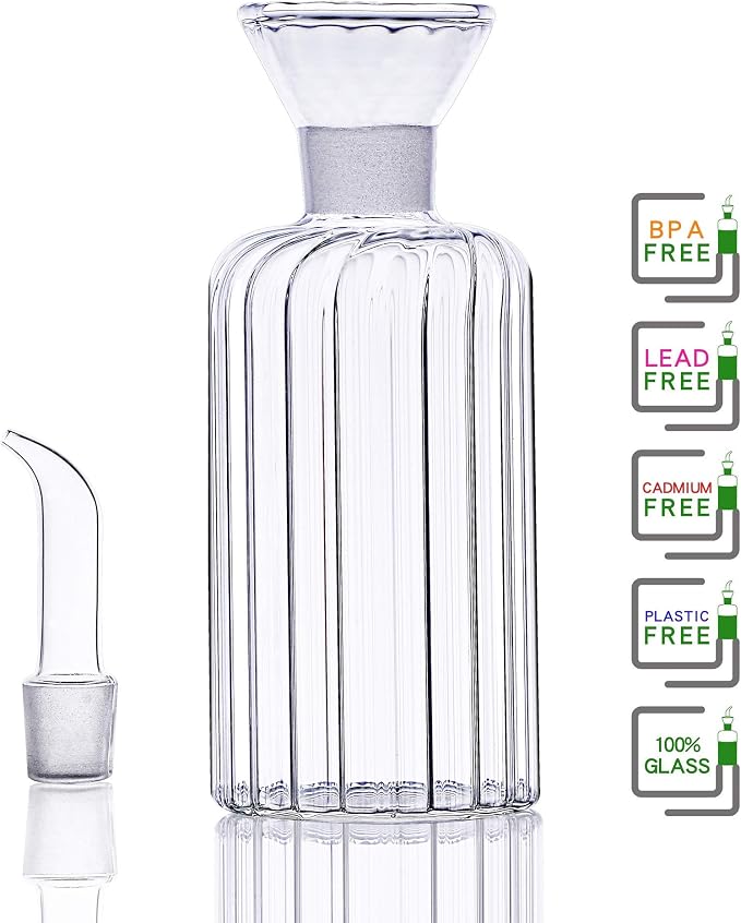 8oz/240ml Olive Oil Bottle Dispenser/Glass Cruet with DRIPLESS POUR SPOUT for Kitchen and BBQ