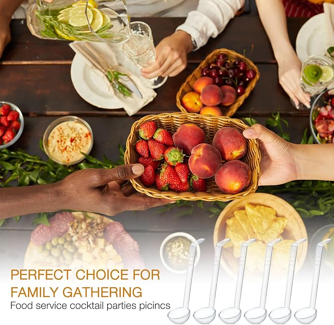 Tioncy 20 Pcs 1 oz Plastic Small Ladles with 7 Inches Long Handle, Mini Ladle for Serving Salsa Sauce Dressing Punch Bowl Sauces and Toppings (Clear)
