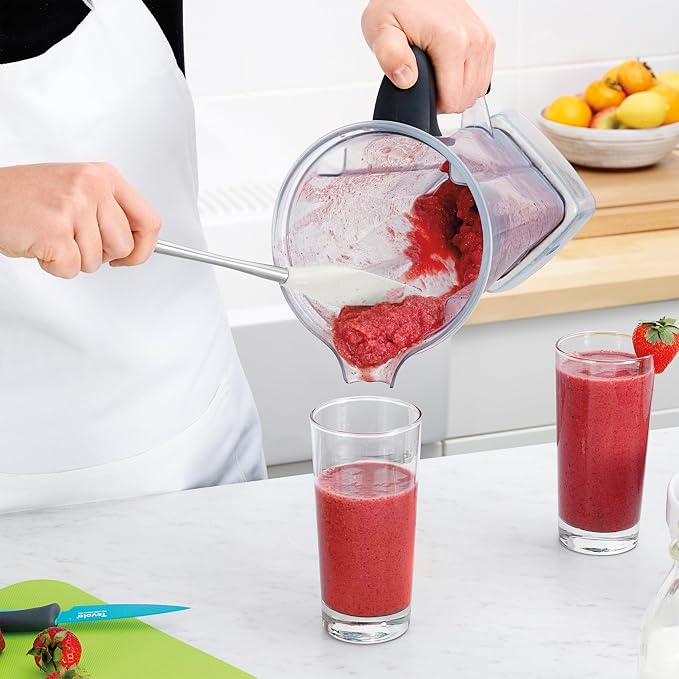 Tovolo Jar Spatula Silicone Long Stainless Steel Handle Scraper Spatula White, Jar Scraper Heat Resistant Dishwasher Safe BPA Free Kitchen Utensil for Scraping Spreading Jelly Peanut Butter