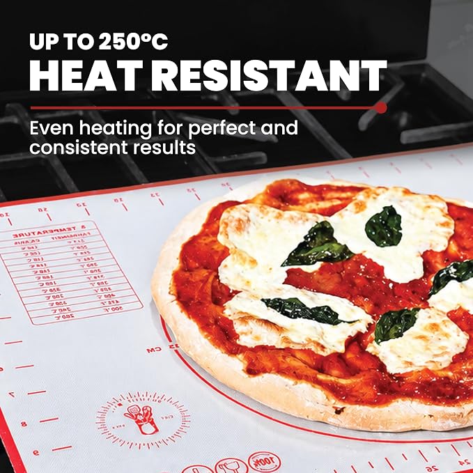 Silicone Baking Mats - Non-Stick Pastry Mat, 3/4 Sheet Size, Pack of 3 | Non-Stick Pastry and Dough Mat with Measurement Guides, Silicone Mat and Baking Essentials, Medium Size Pack of 3 (19" x 13")