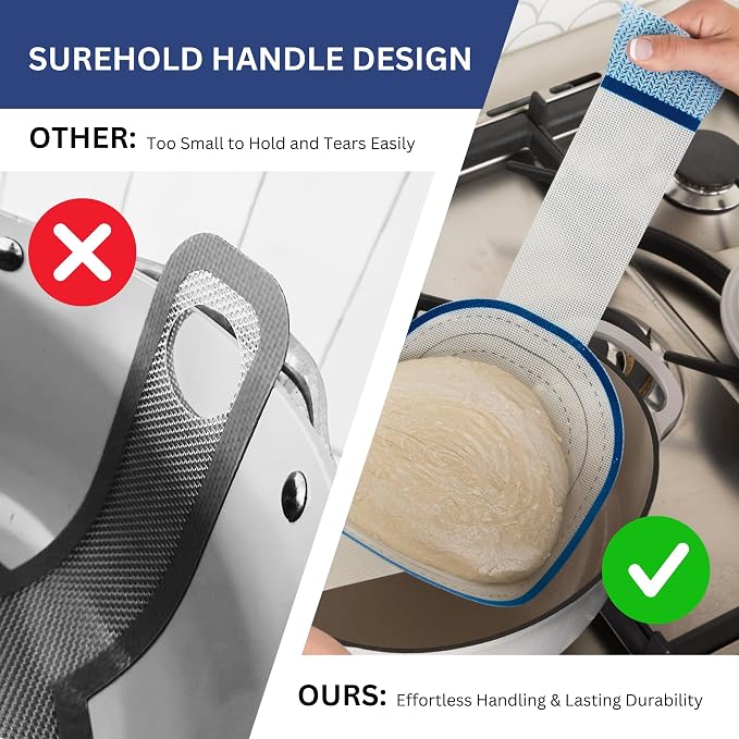 Large Oval Silicone Bread Sling - High Heat Resistant Non-Stick Baking Mat for Dutch Ovens - Perfect for Sourdough & Artisan Loaves