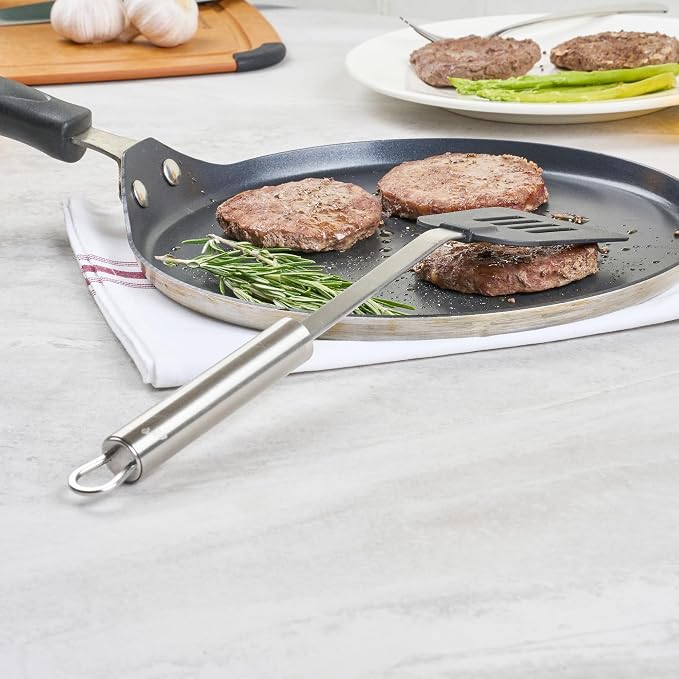 Restaurantware Nylon Slotted Turner - German Standard Kitchen Spatula with Stainless Steel Handle, Non-Stick Safe, Dishwasher Safe - Heat-Resistant Slotted Spatula for Eggs, Cookies, All Purpose