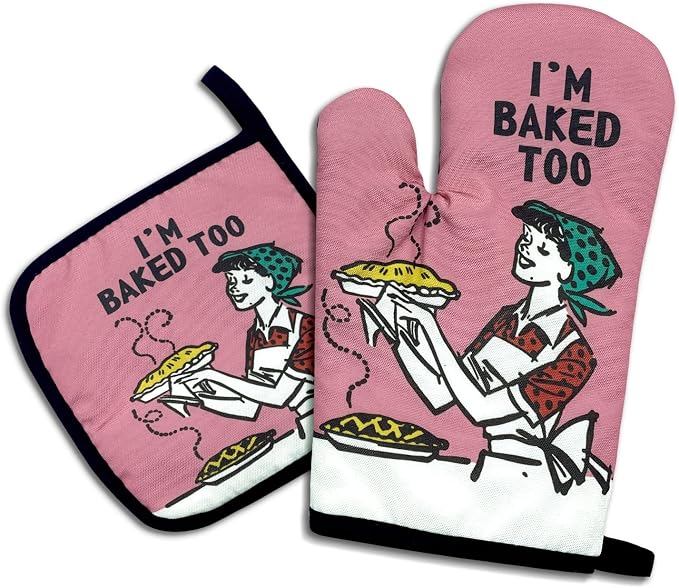 I am Baked Too, Funny Oven Mitts and Pot Holders, Silicone Non-Slip Oven Mitts, Kitchen Gift for Women, Bake Lover Gift, Housewarming Gift Ideas