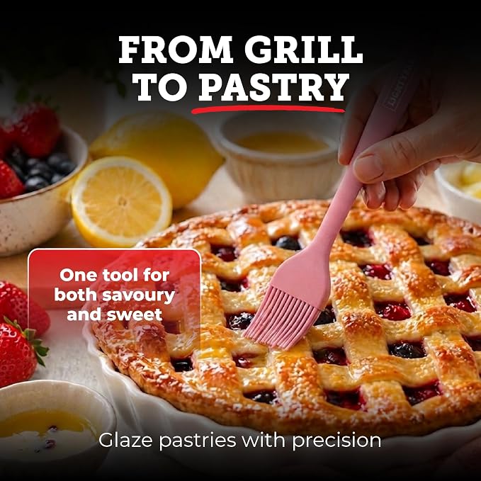 Lightyear Silicone Basting Pastry Brush Set (2 Pcs) ❘ 450°F Heat Resistant Oil Brush for Your Kitchen - Ideal For BBQ’s, Baking & Cooking | 100% Food Grade Silicone - BPA Free & Dishwasher Safe (Pink)