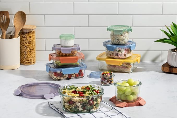 Ello Color Lock 20pc Glass Food Storage Containers with Lids, Desert Festival