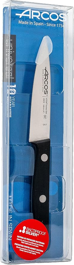 Arcos Paring Knife 4 Inch Stainless Steel. Professional Knife for Peeling Fruits and Vegetable. Ergonomic Polyoxymethylene Handle and 100 mm Blade. Series Universal. Color Black