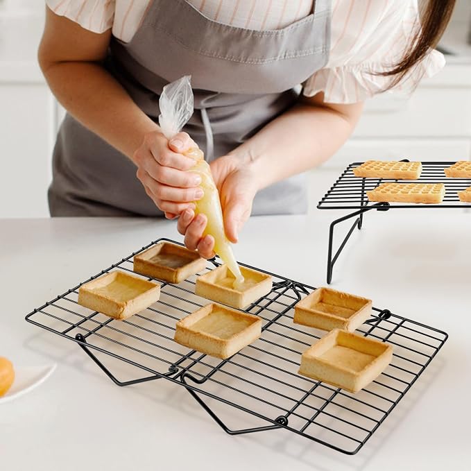 Cooling Racks for Cooking and Baking, Leonyo 4-Tier Stackable Baking Cookies Racks, Stainless Steel Wire Rack for Cooling Roasting Grilling, Oven Safe, 15" x 10"