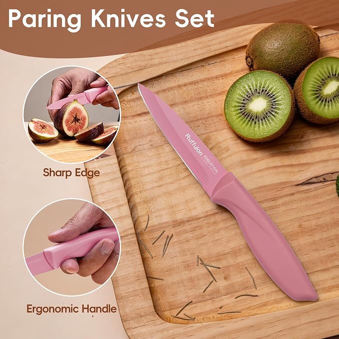 4PCS Paring Knife Set 3.5-inch pink handle, stainless steel peeler | Ultra Sharp Fruit and Vegetable Knives, 3.5-Inch Kitchen Knives, Razor-Sharp Knife，Ergonomic Handle Design，Pink.