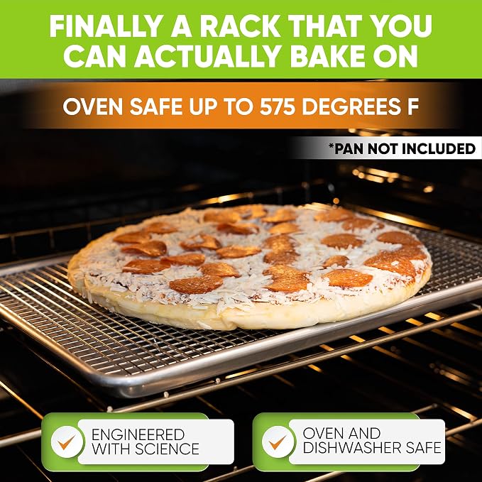 Spring Chef 11.5 x 16.5 Inch Stainless Steel Cooling Racks for Cooling & Baking - Oven Safe - Wire Roasting Racks for Oven Use - Fits Half Sheet Cookie Pan - Dishwasher Safe - Set of 2