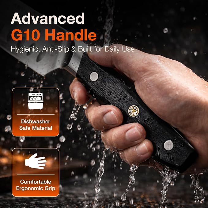 ARVELLO Santoku Knife - 7-Inch Japanese-Style All Purpose Knife for Home Cooks & Professional Chefs - German High Carbon Stainless Steel Blade, Full Tang, G10 Handle, Ultra-Sharp Edge