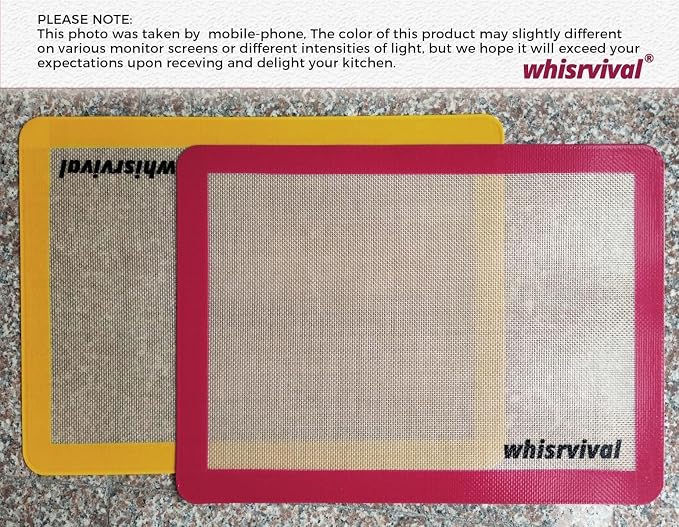 Silicone Baking Mat, 2 colors Half Sheet(16.5"x11.6") Non-Stick Baking Mat, Food Safe Silicone Mats for Baking Cookies, Macarons, Vegetables, 480℉ Heat Resistant (Deep Raspberry & Amber) | Baking Mat, Food Safe Silicone Mats for Baking Cookies, Macaron...