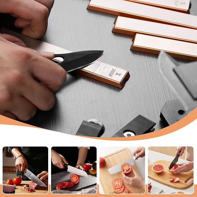 6 PCS Diamond Knife Sharpening Stones Set with Aluminum Base 6.2×0.9", Diamond Plates Kit for XARILK type Sharpeners System, 180# 400# 800# 1500# 2000# 3000# Grit