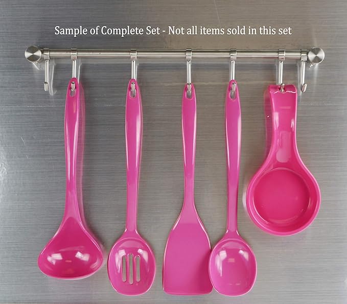 Reston Lloyd Cooking Spoon for Serving, Basting, Mixing, Heat Resistant, BPA Free Melamine 11 inch Utensil with Ergonomic Handle, Set of 6, Magenta