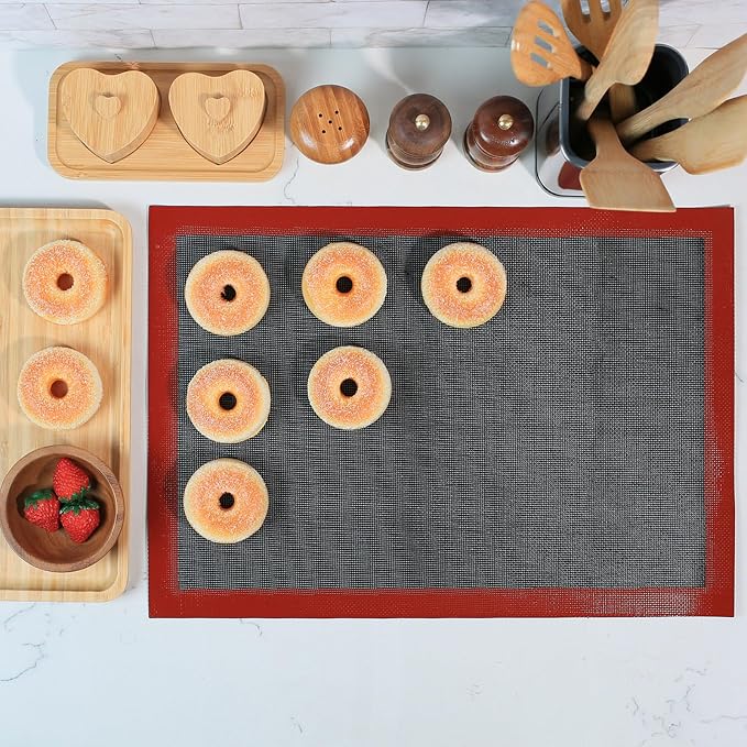 Perforated Silicone Baking Mat for Two-Thirds Size Pan, Non-Stick Eclair Baking Mat for 15x21 Big Sheet, Reusable Cookie Sheet Liner for Two Thirds Sheet Pans for Sugar Cookies 1 PCS
